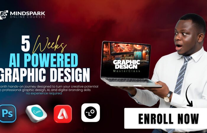 Adobe Photoshop MasterClass course by Mindspark showing digital art, photo editing, and creative design tools